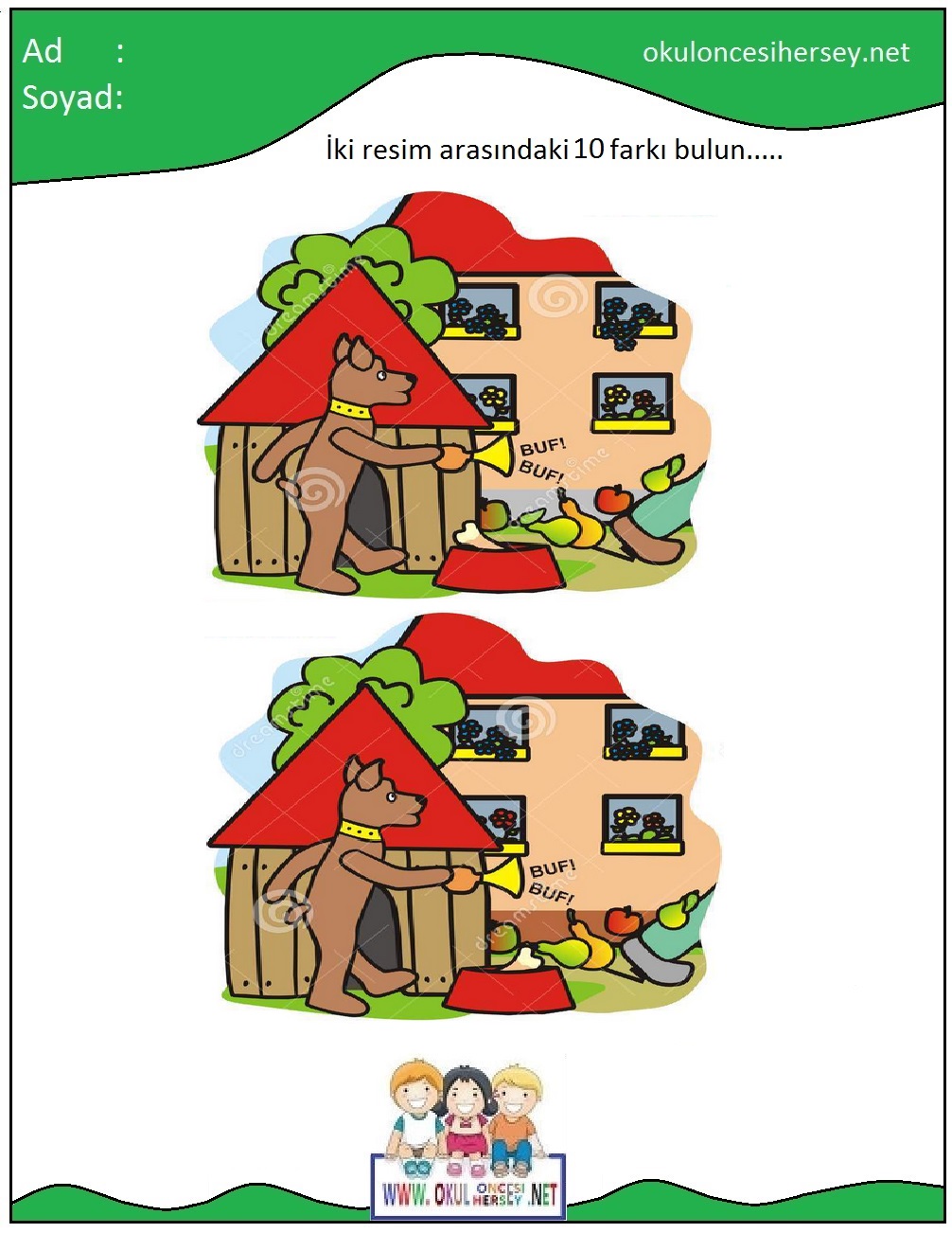 okul öncesi İki Resim Arasındaki Farkı Bul